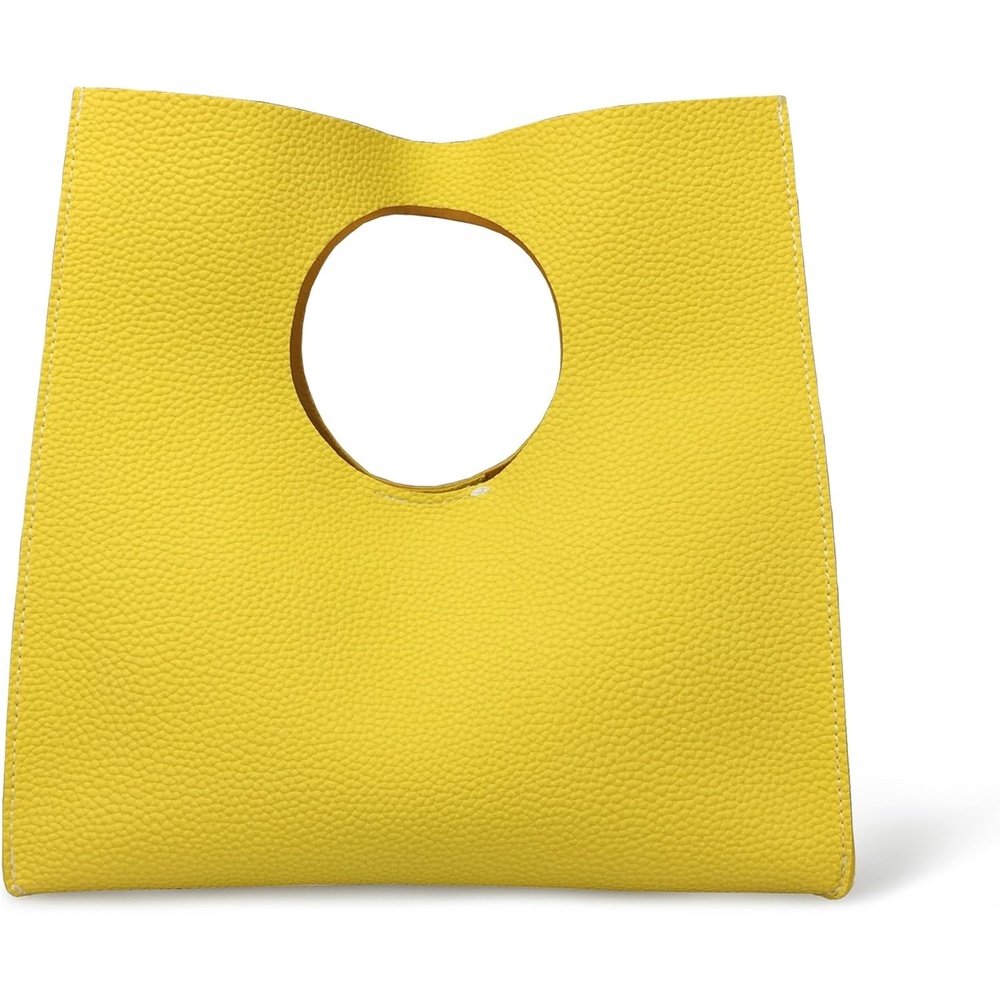 image:imageHOXIS Vintage Minimalist Style Soft Pu Leather Handbag Clutch Small ToteYellow