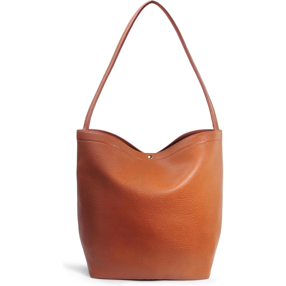 image:imageHobo Bags for Women Vegan Leather Bucket Bags Minimalist Shoulder HandbagBrown