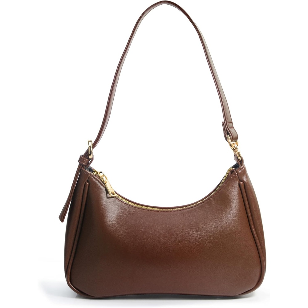 image:imageWomens Crescent Shoulder Bag Vegan Leather Chain Cross body bag Convertible Handbag Vegan Leather Chain ConvertibleCoffee