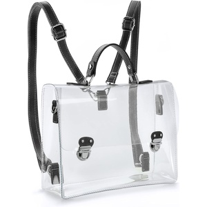 image:imageClear PVC Backpack for Stadium Approved Multifunction Transparent Shoulder Handbag Unisex Messenger Satchel Cross Body BagBlack