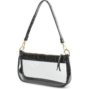 image:imageClear Shoulder Handbag PVC Classic 90s Purse Women Vegan Leather Crocodile Crossbody BagBlack