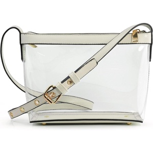 image:imageClear Zipper Cross Body Bag with Vegan Leather TrimIvory