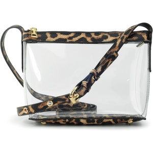 image:imageClear Zipper Cross Body Bag with Vegan Leather TrimLeopard