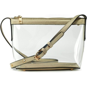 image:imageClear Zipper Cross Body Bag with Vegan Leather TrimLight Gold