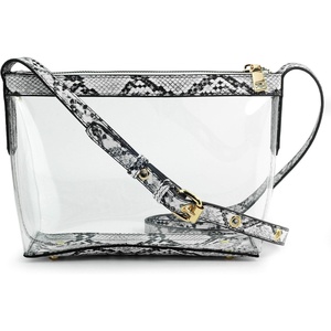 image:imageClear Zipper Cross Body Bag with Vegan Leather TrimSnake