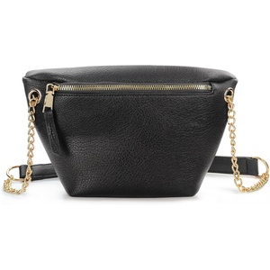 image:imageFanny Pack for Women Vegan Leather Cross body Chain Belt Purse Chest Bag Bum Hip Waist Pack for Travel Outdoor Hiking Black