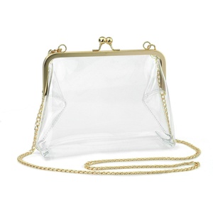 image:imageHOXIS Clear Transparent PVC Kiss Lock Chain Cross Body Bag Womens ClutchClear