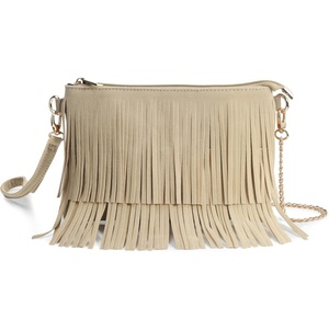 image:imageHOXIS Fringe Cross Body Bag Womens Small Shoulder Bag Top Zip WristletKhaki