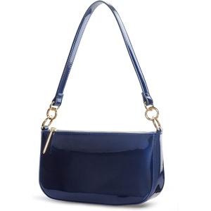 image:imageHOXIS Glossy Faux Patent Leather Women Shoulder Bag Shiny Clutch Crossbody Bag 90s PurseNavy