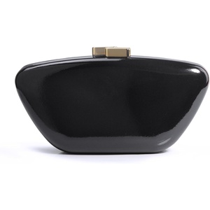 image:imageHOXIS Glossy Patent Leather Evening Clutch Bag with Detachable Chain Womens Purse for Wedding Party PromBlack
