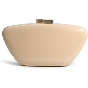 image:imageHOXIS Glossy Patent Leather Evening Clutch Bag with Detachable Chain Womens Purse for Wedding Party PromNude