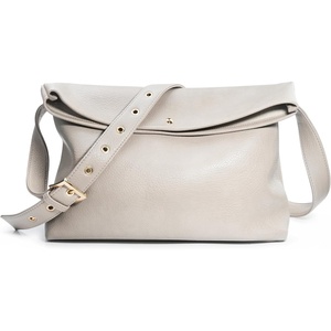 image:imageHOXIS Messenger Bag for Women Crossbody Purse Vegan Leather Foldover Shoulder HandbagIvory