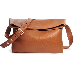 image:imageHOXIS Messenger Bag for Women Crossbody Purse Vegan Leather Foldover Shoulder HandbagOrangebrown