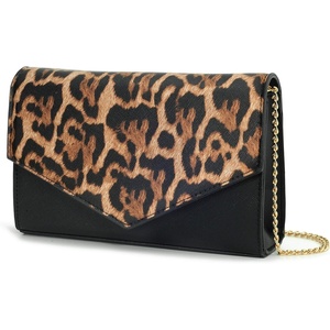 image:imageHOXIS Minimalist Evening Envelope Clutch Chain Shoulder Bag Women Faux Leather Suede PurseBlack Leopard