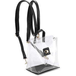 image:imageHOXIS Multifunction Clear Backpack for Stadium Approved Convertible Women Cross Body Bag BlackBlack
