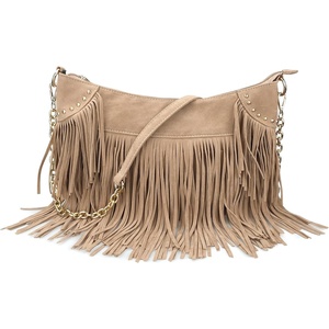 image:imageHOXIS Studded Tassel Faux Suede Leather Hobo Cross Body Chain Shoulder Bag Womens SatchelNew Khaki