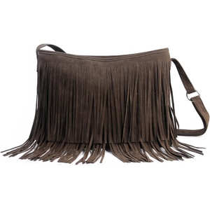image:imageHOXIS Tassel Faux Suede Leather Hobo Cross Body Shoulder Bag Womens Sling BagCoffee
