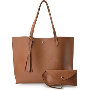 image:imageMinimalist Clean Cut Pebbled Faux Leather Tote Womens Shoulder HandbagBrown