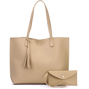 image:imageMinimalist Clean Cut Pebbled Faux Leather Tote Womens Shoulder HandbagNew Beige