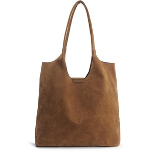 image:imageSoft Faux Suede Tote Bag for Women  Magnetic Closure Hobo Handbag Casual Vegan Leather PurseBrown