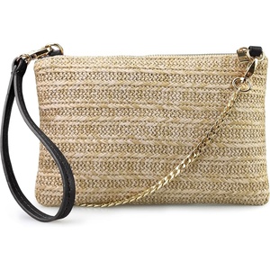 image:imageStraw Zipper Small Cross body bag Wristlet Clutch Womens PurseBlack