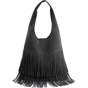 image:imageTassel Faux Suede Hobo Bag for Women Fringe Shoulder HandbagBlack