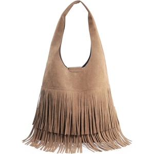 image:imageTassel Faux Suede Hobo Bag for Women Fringe Shoulder HandbagTan
