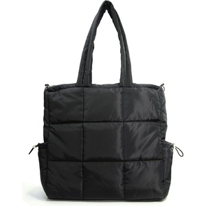 image:imageWomens Puffer Quilted Tote Bag Lightweight Satchel with Detachable Shoulder Strap Purse for for Travel WorkBlack
