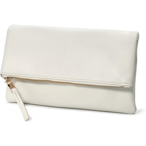 image:imageWomens Zipper Foldover Clutch Vegan Leather Envelope Cross body Bag with Chain StrapIvory