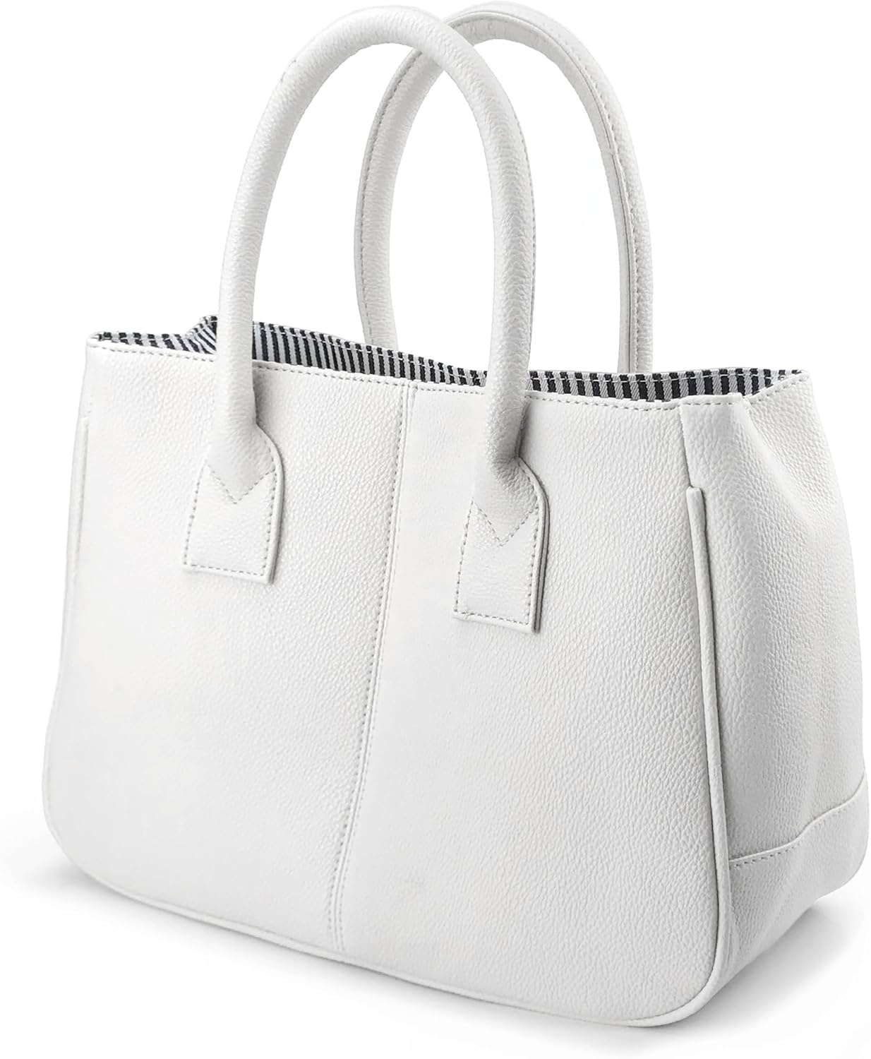 image:imageHOXIS Classical Office Lady Minimalist Pebbled Faux Leather Handbag ToteMagnetic Snap PurseWhite