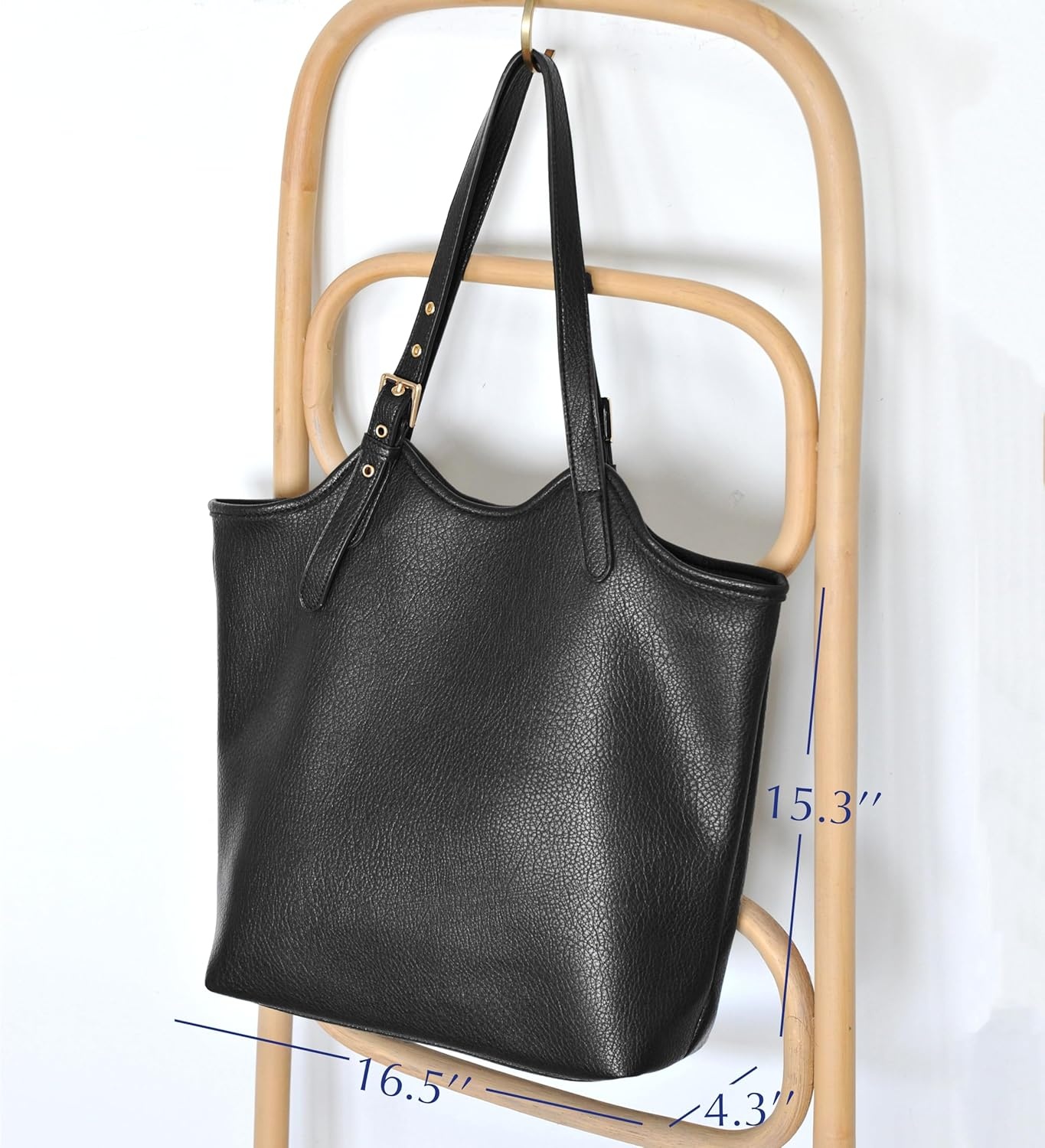 image:imageHOXIS Tote Bag for Women with Adjustable Handles Soft Vegan Leather Shoulder Handbag for Work Travel amp Everyday UseBlack
