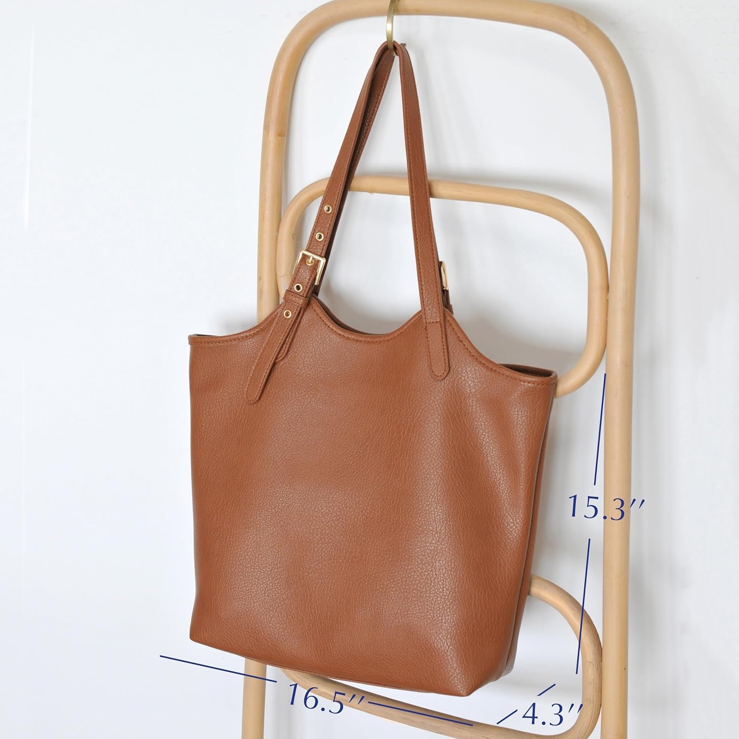 image:imageHOXIS Tote Bag for Women with Adjustable Handles Soft Vegan Leather Shoulder Handbag for Work Travel amp Everyday UseBrown