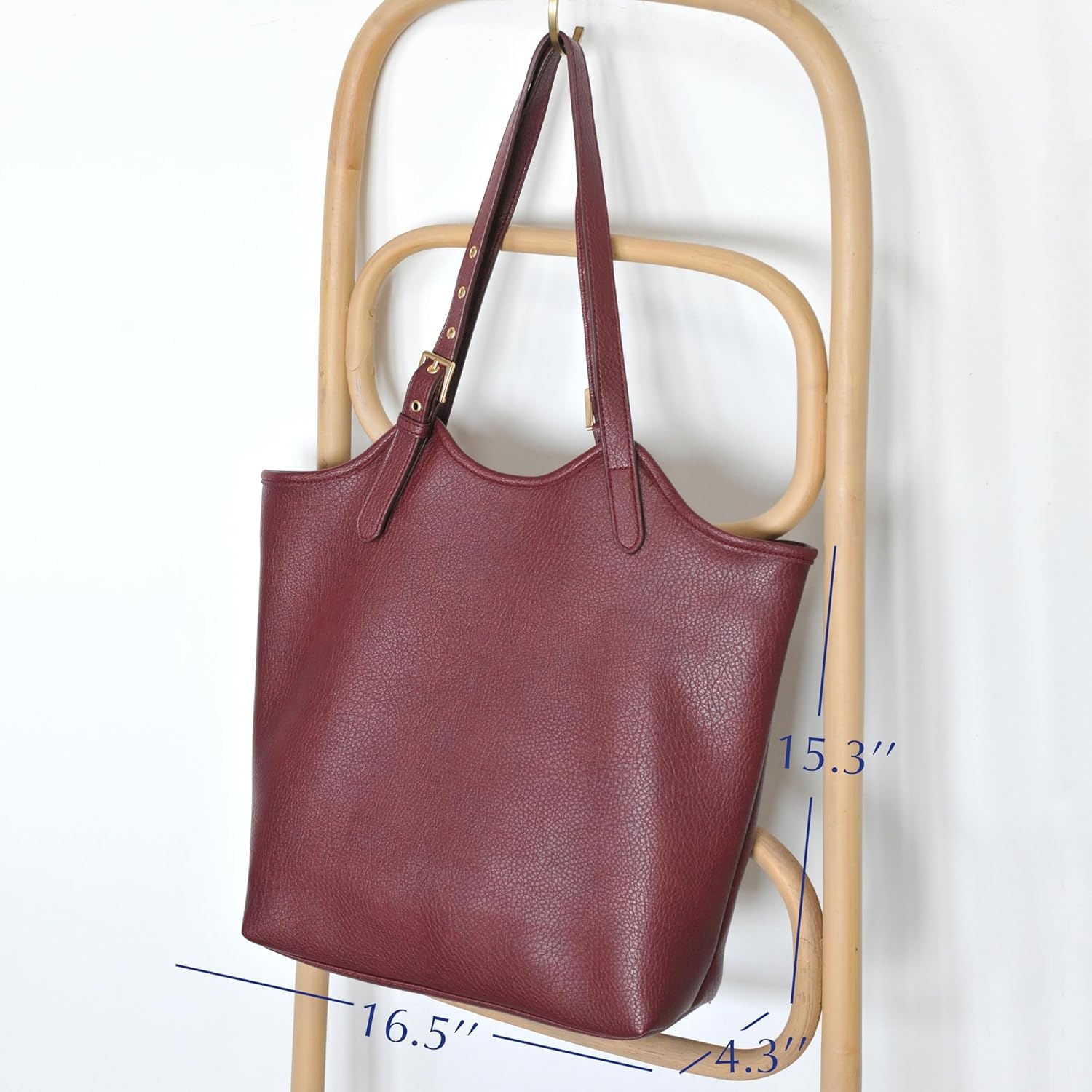 image:imageHOXIS Tote Bag for Women with Adjustable Handles Soft Vegan Leather Shoulder Handbag for Work Travel amp Everyday UseDark Red
