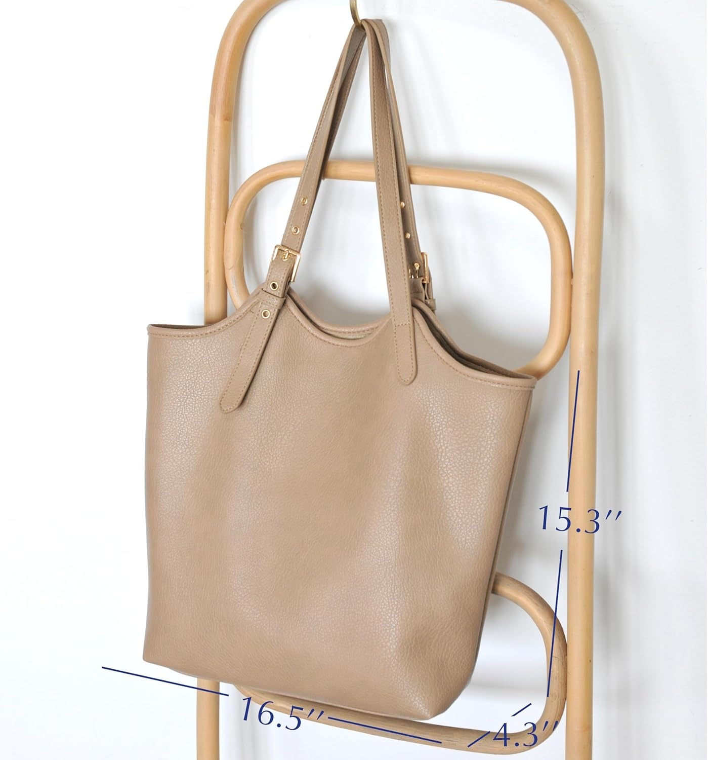 image:imageHOXIS Tote Bag for Women with Adjustable Handles Soft Vegan Leather Shoulder Handbag for Work Travel amp Everyday UseNude