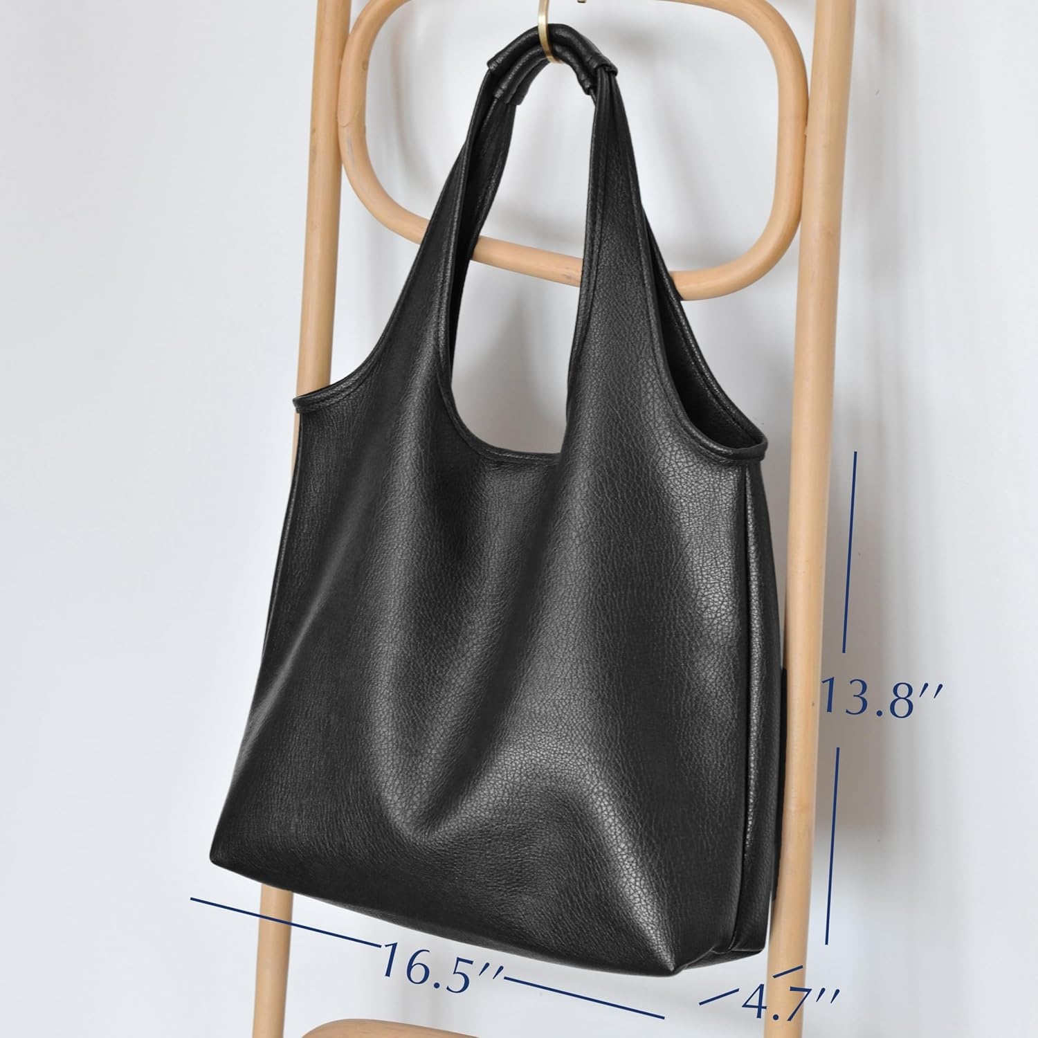 image:imageHOXIS Womens Hobo Bag Soft Vegan Leather Tote Oversized Slouchy Handbag for ShoppingWeekenderWorkBlack
