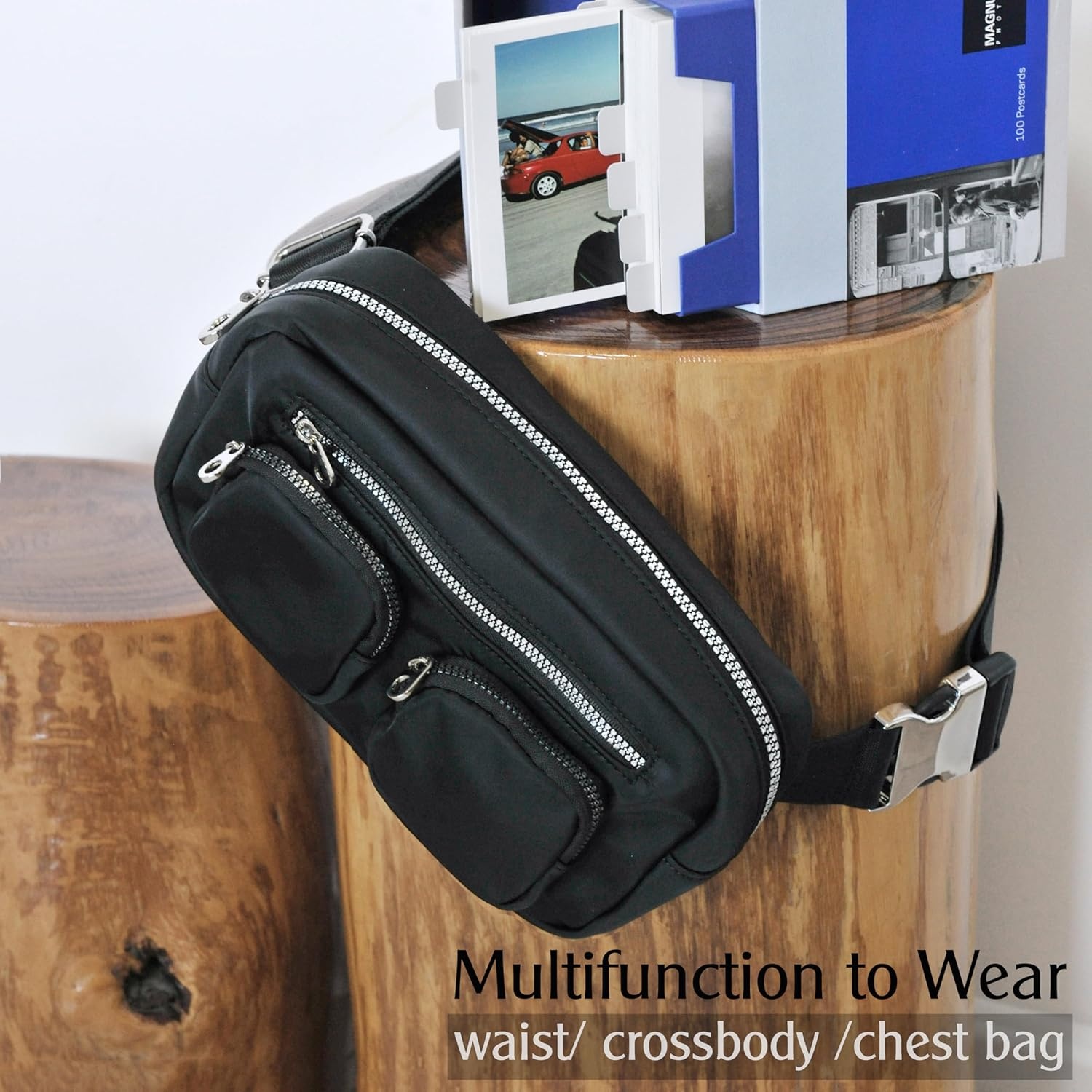 image:imageWomens Zipper Pockets Fanny Packs Nylon Waist bag Everywhere Belt bag BlackBlack