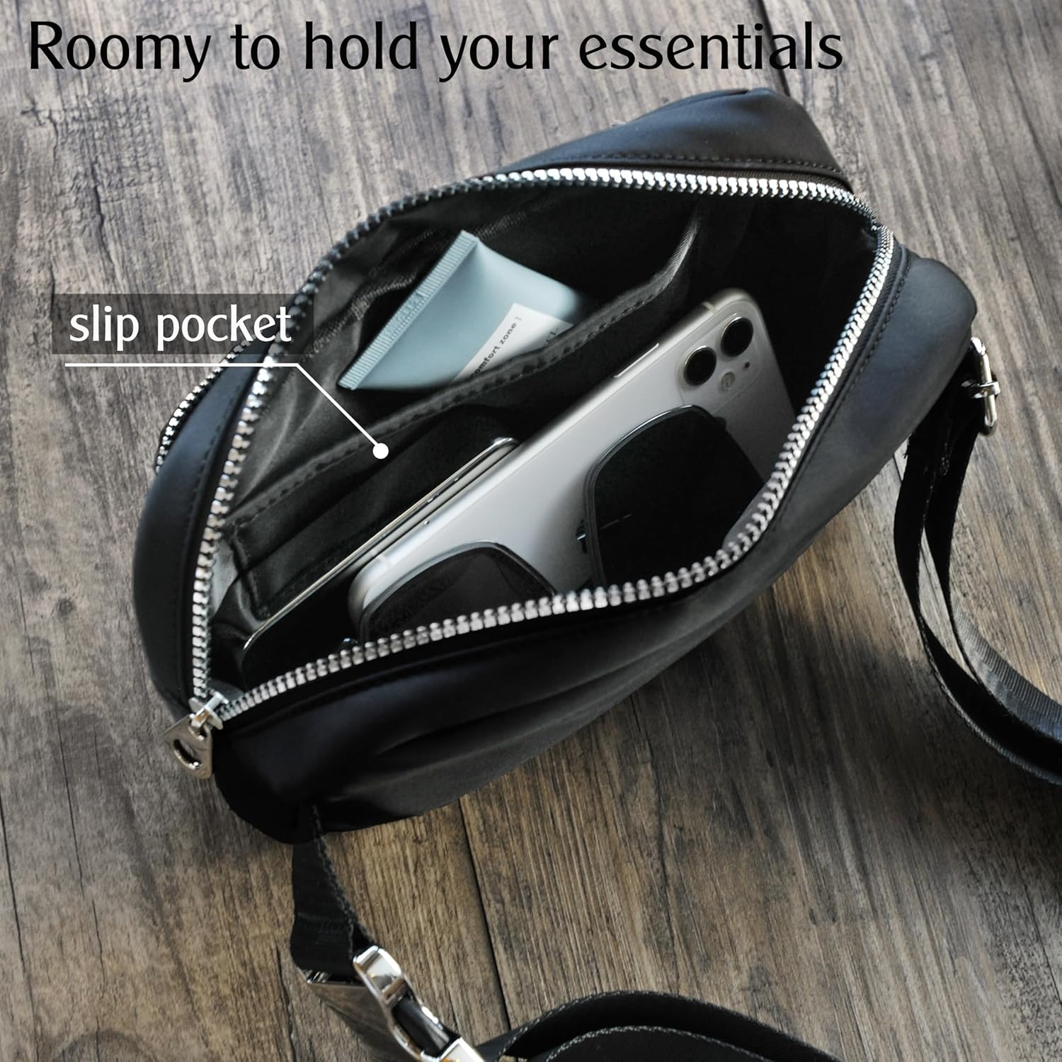 image:imageWomens Zipper Pockets Fanny Packs Nylon Waist bag Everywhere Belt bag BlackBlack
