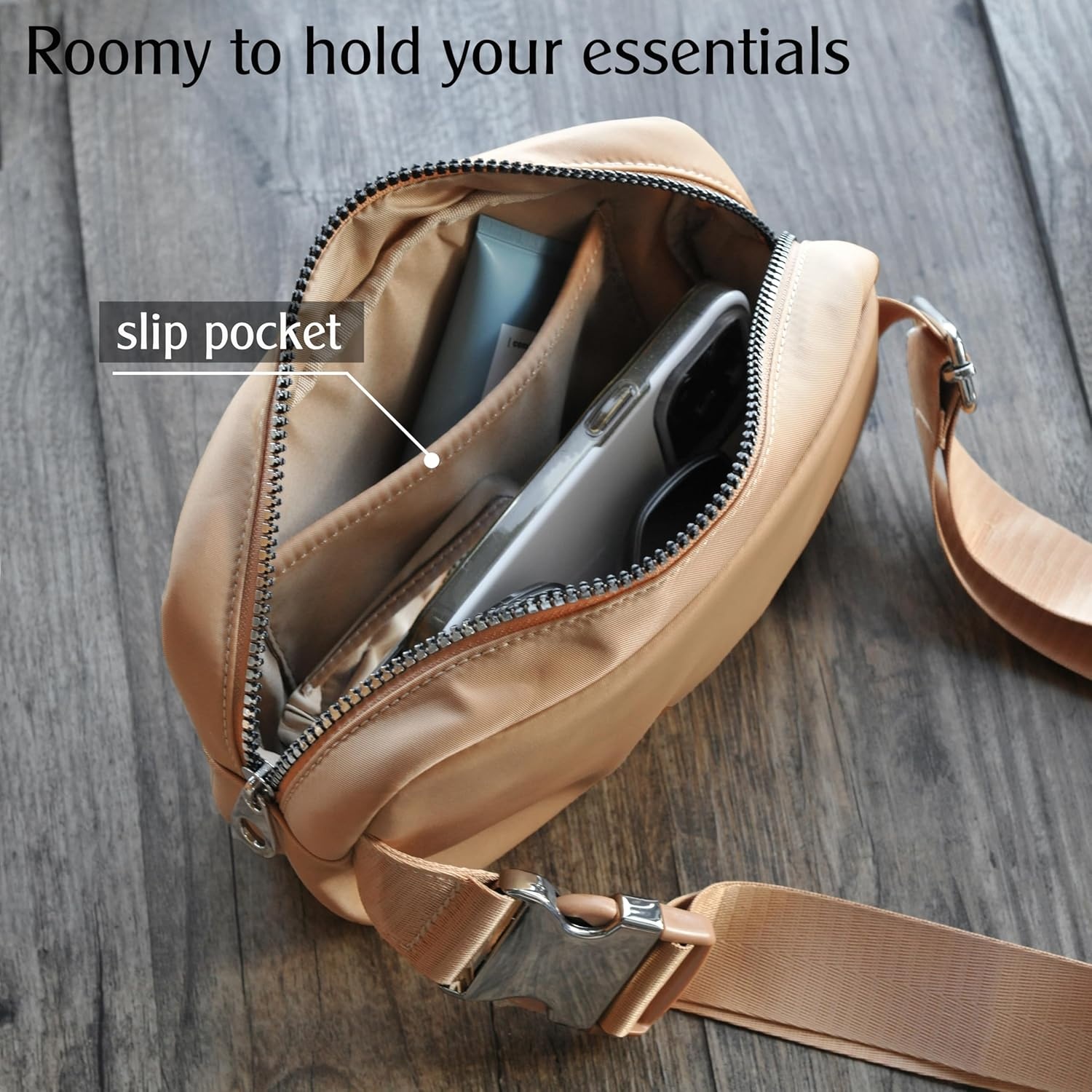 image:imageWomens Zipper Pockets Fanny Packs Nylon Waist bag Everywhere Belt bag BlackTan