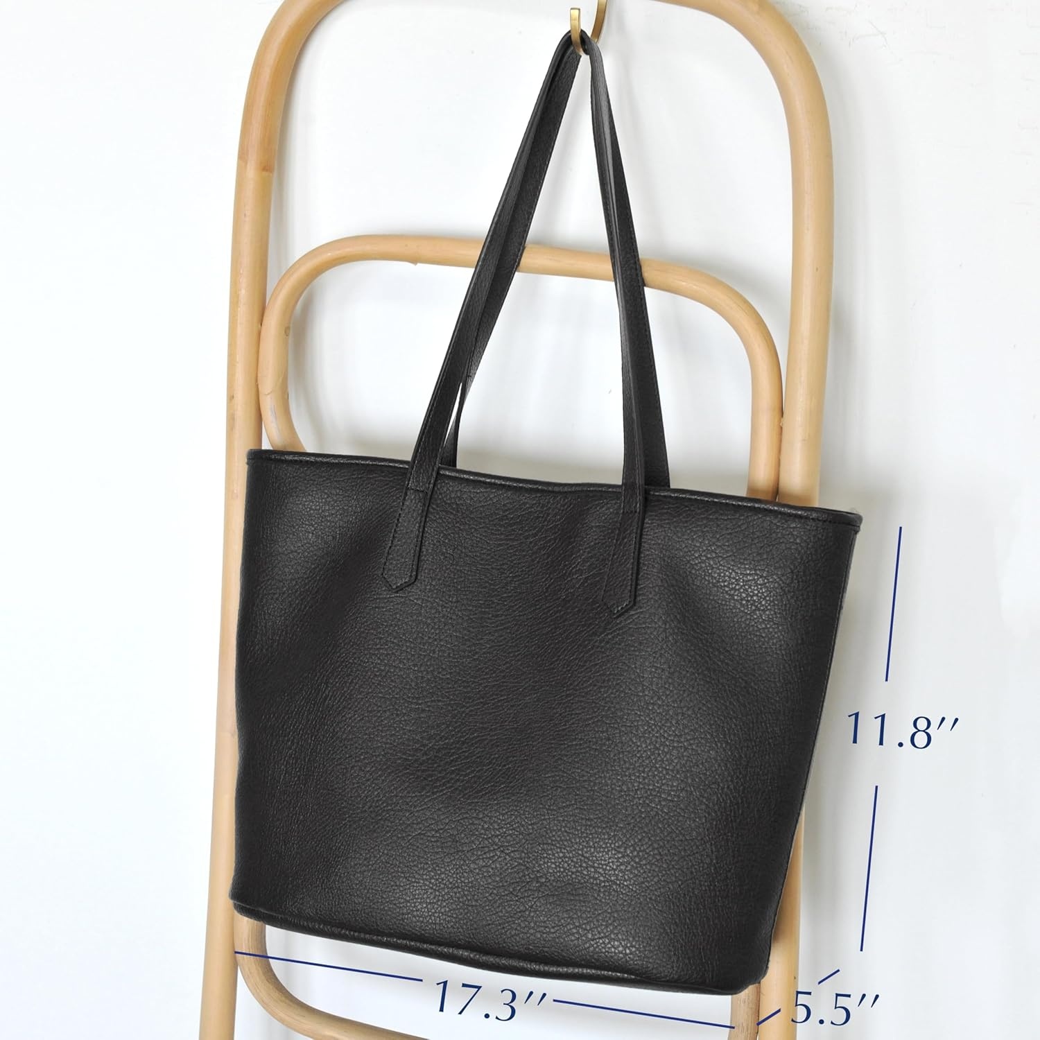 image:imageZipper Tote Bag for Women Soft Vegan Leather Handbag for Work Travel amp Everyday UseBlack