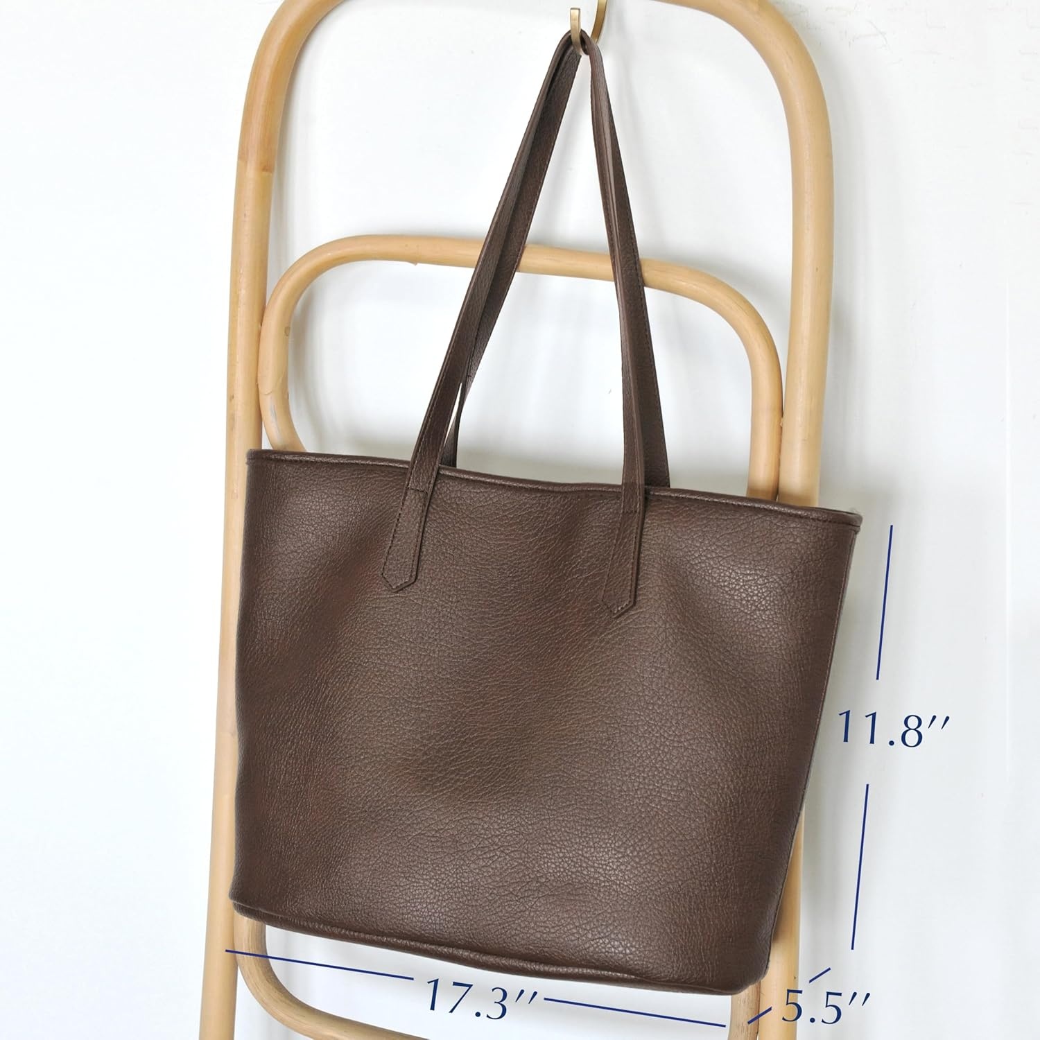 image:imageZipper Tote Bag for Women Soft Vegan Leather Handbag for Work Travel amp Everyday UseCoffee