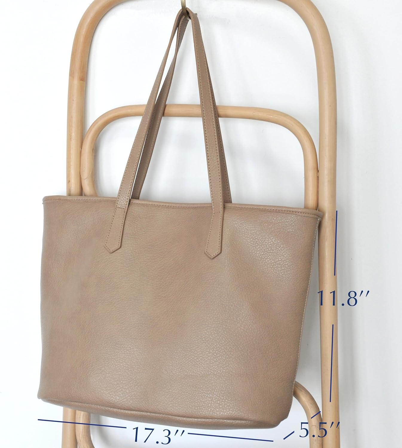 image:imageZipper Tote Bag for Women Soft Vegan Leather Handbag for Work Travel amp Everyday UseNude