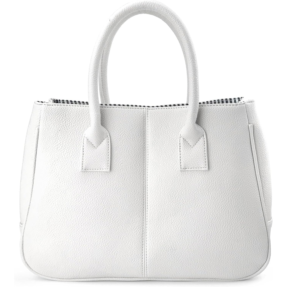 image:imageHOXIS Classical Office Lady Minimalist Pebbled Faux Leather Handbag ToteMagnetic Snap PurseWhite