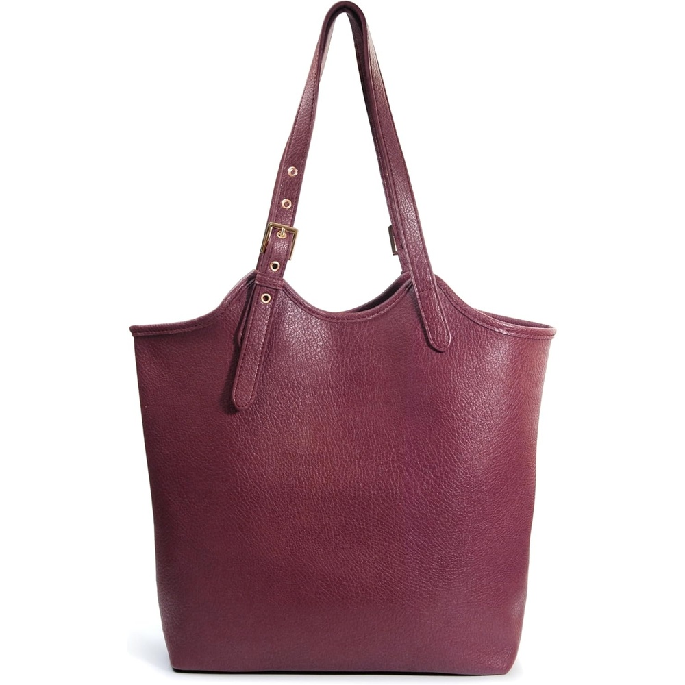 image:imageHOXIS Tote Bag for Women with Adjustable Handles Soft Vegan Leather Shoulder Handbag for Work Travel amp Everyday UseDark Red