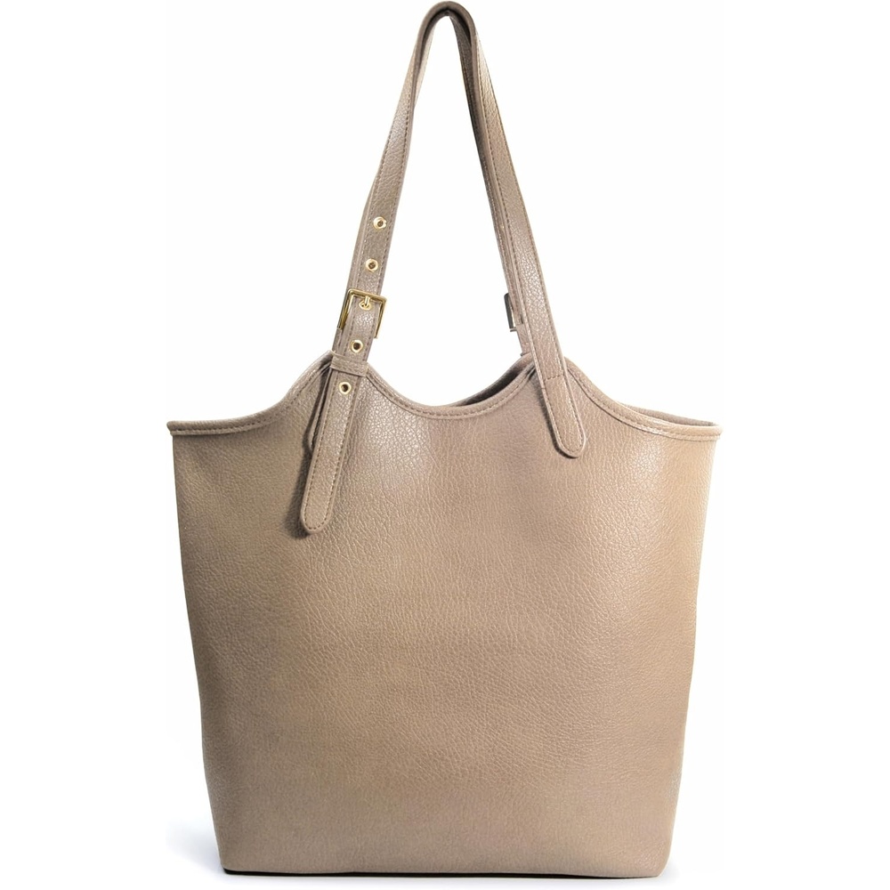 image:imageHOXIS Tote Bag for Women with Adjustable Handles Soft Vegan Leather Shoulder Handbag for Work Travel amp Everyday UseNude