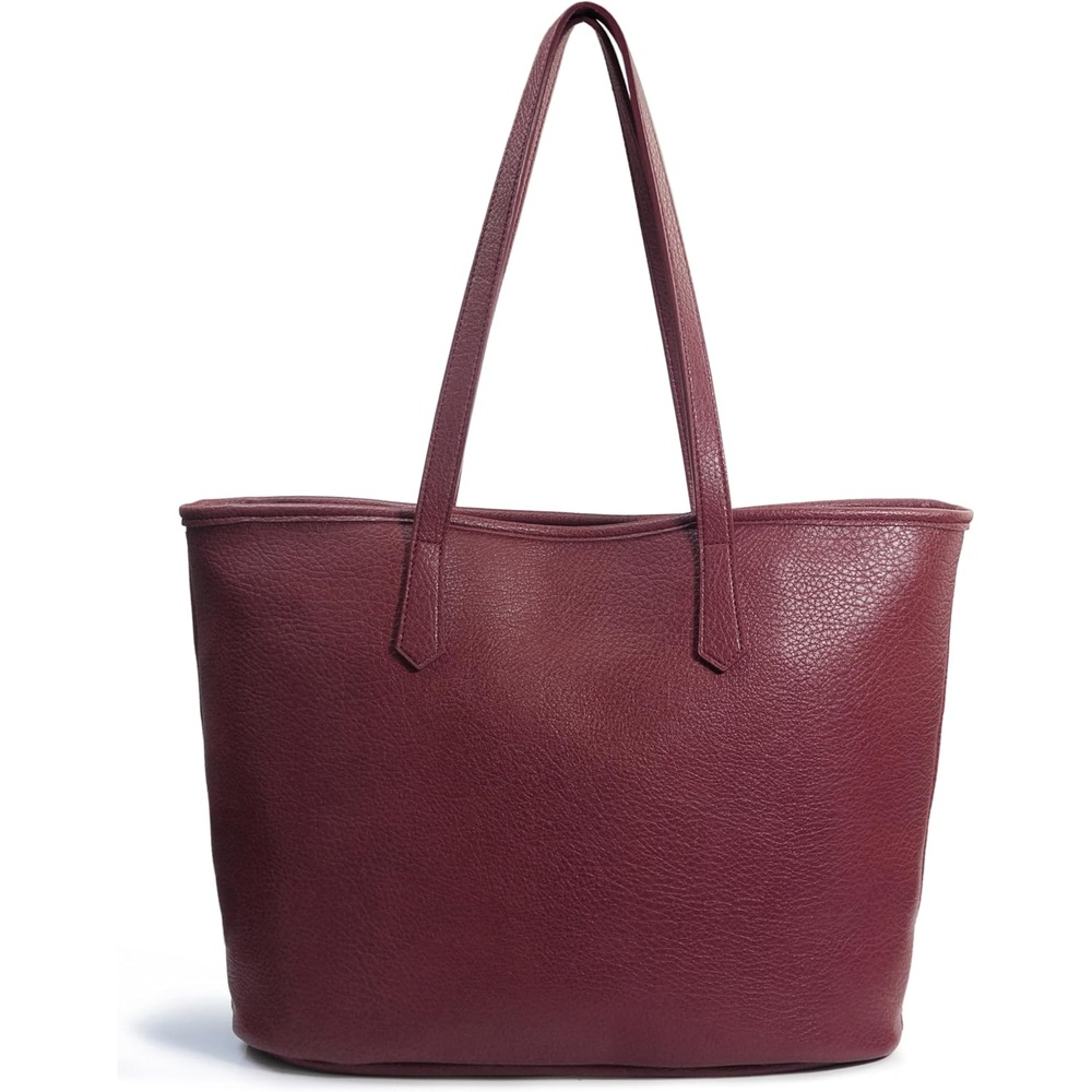 image:imageZipper Tote Bag for Women Soft Vegan Leather Handbag for Work Travel amp Everyday UseDark Red