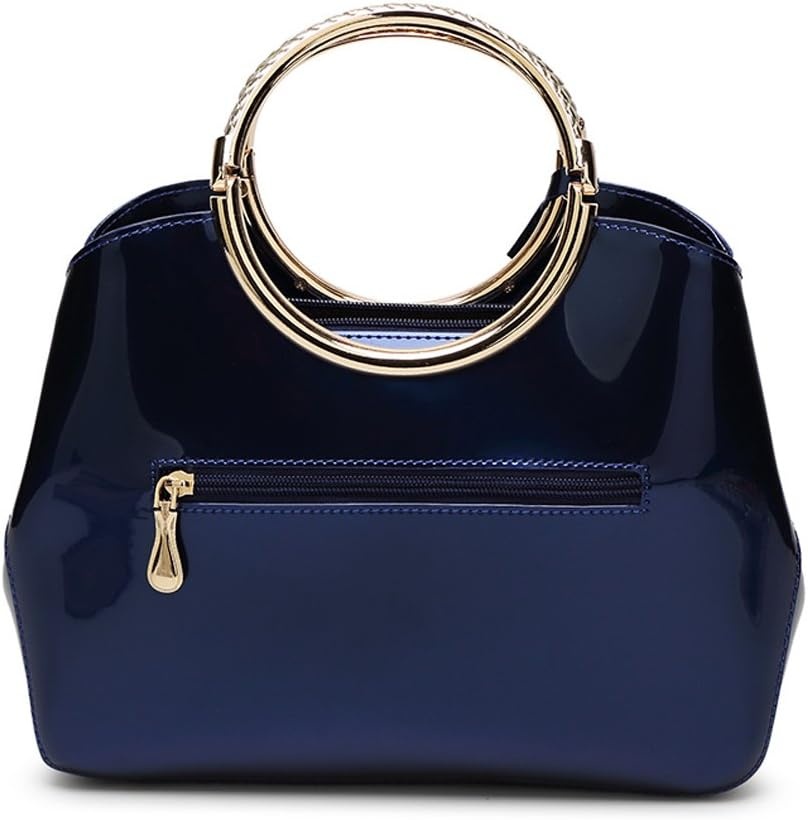 image:imageHOXIS Charm Glossy Metal Grip Structured Shoulder Handbag Women SatchelCream