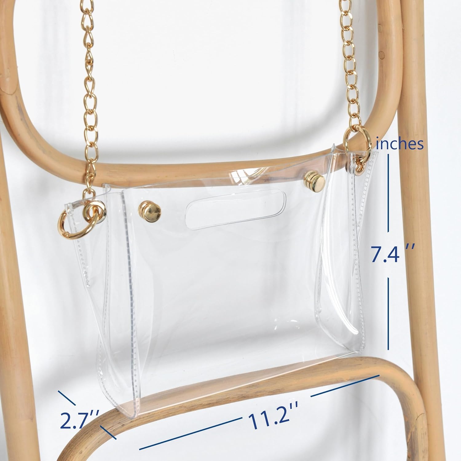 image:imageHOXIS Womens Studded Clear PVC Crossbody Bag Transparent Cut It Out Clutch Chain Shoulder Handbag Stadium Approved Purse