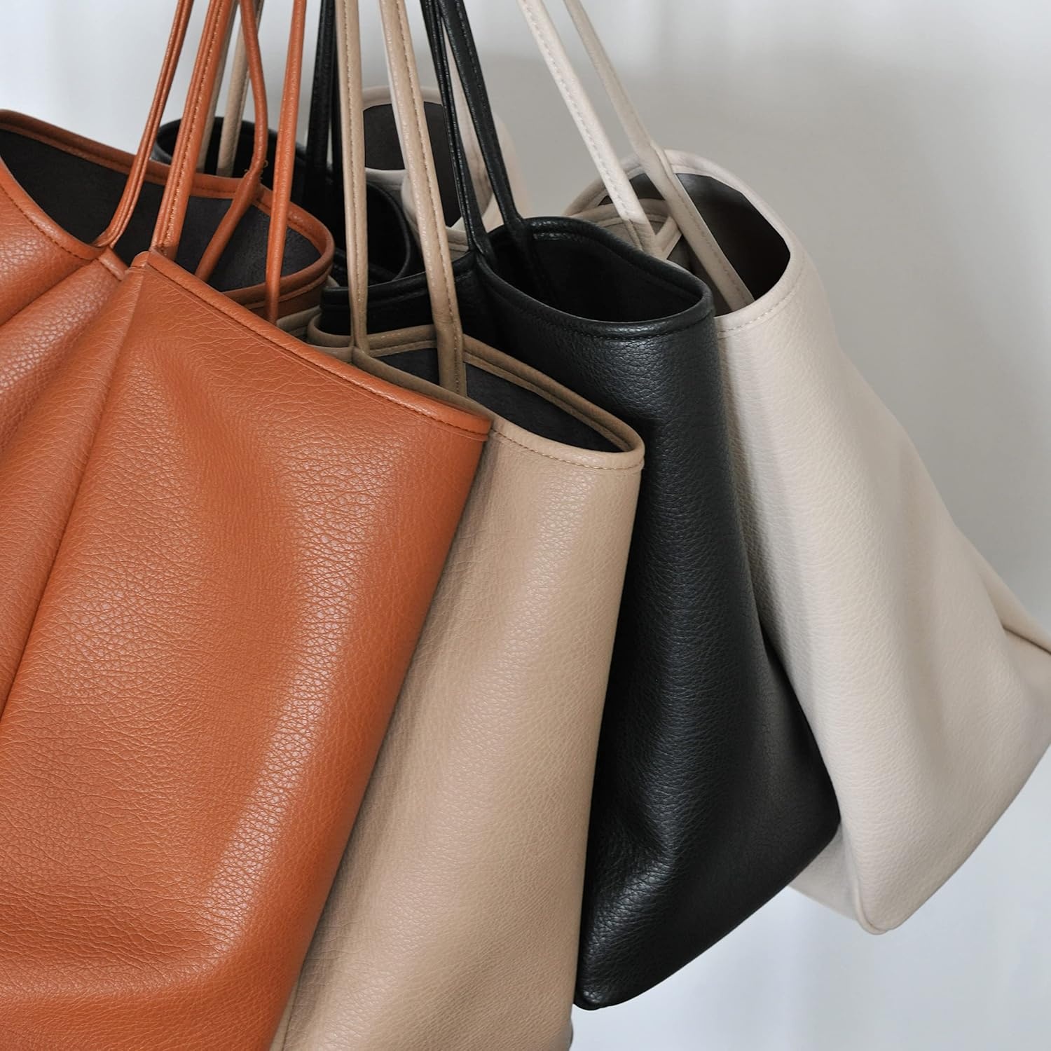 image:imageOversize Pu Leather Tote Women Weekender Bag Shopper Handbag Travel PurseIvory