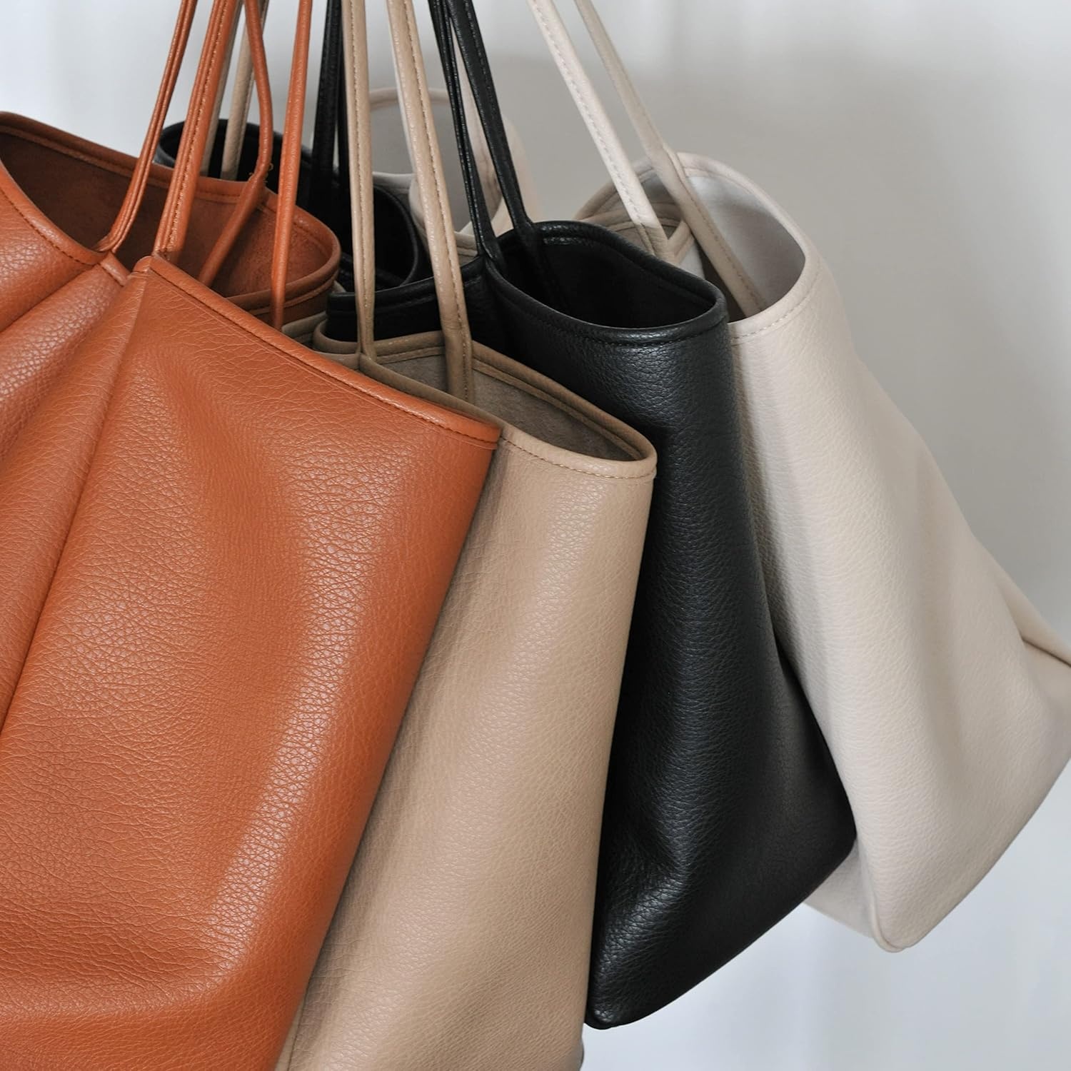 image:imageOversize Pu Leather Tote Women Weekender Bag Shopper Handbag Travel PurseOrangebrown