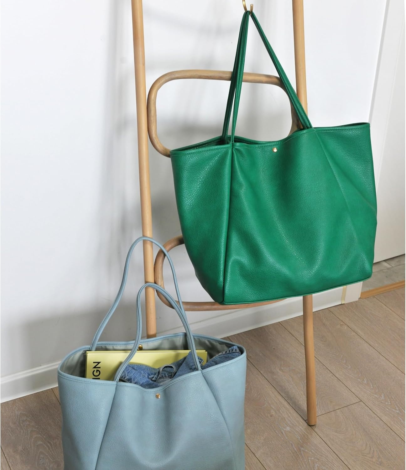 image:imageOversize Pu Leather Tote Women Weekender Bag Shopper Handbag Travel PurseUltramarine Green